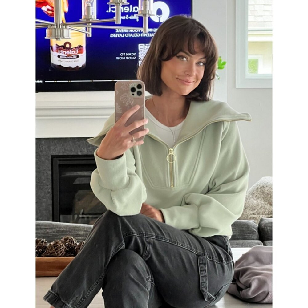 VARLEY Vine Ottoman Half Zip Pullover in Desert Sage Size X-Small